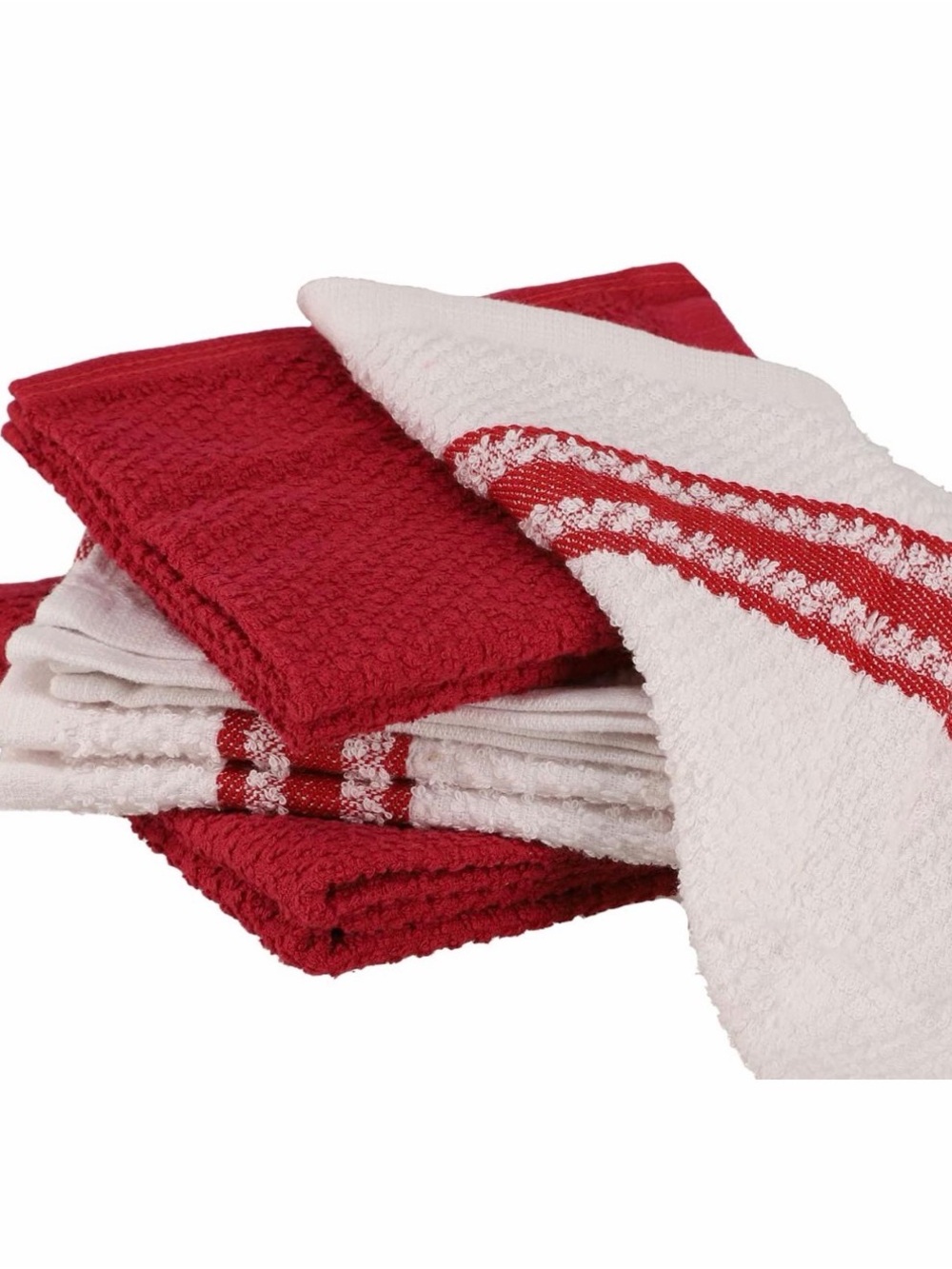 Red and White Striped Terry Dishcloths- Set of 8